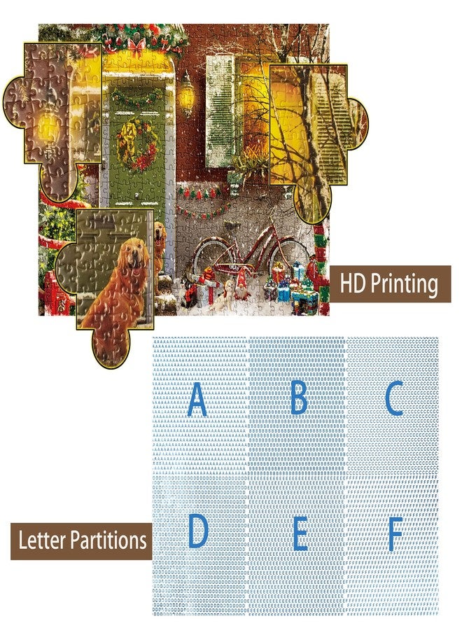 Lavievert Jigsaw Puzzle 500 Piece Puzzle for Adults - Christmas on Doorstep, Smiling Golden Retriever - Image 4